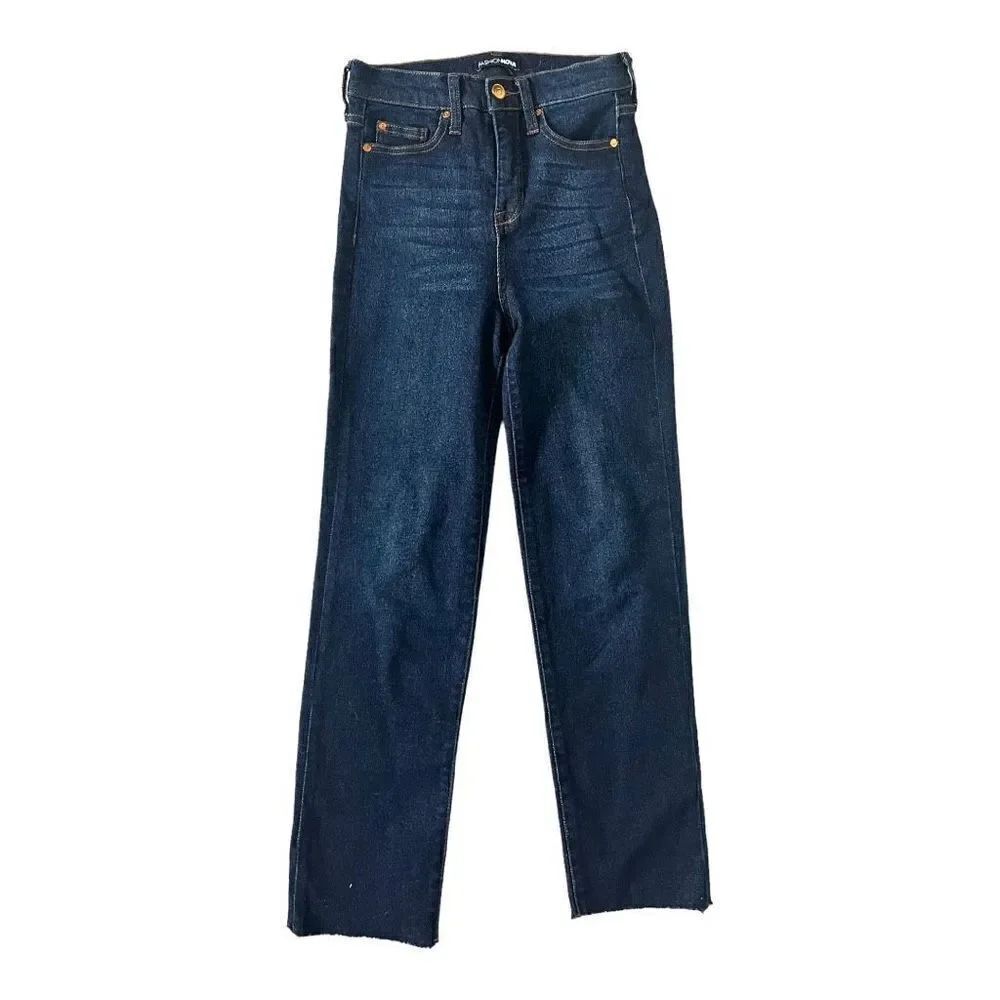 Womens Fashion Nova Classic Mid Rise Dark Rinse Skinny Raw Hem Jeans - Sz 3